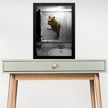 Quadro Divertido Banheiro - Tiranossauro 45x34cm - com vidro