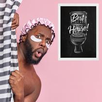 Quadro Divertido Para Banheiro - Best Seat House 24x18cm Quadro Divertido Para Banheiro - Best Seat House 24x18cm