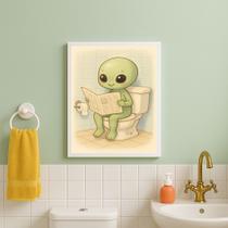 Quadro Divertido Para Banheiro Extraterrestre Baby 45x34cm Quadro Divertido Para Banheiro Extraterrestre Baby 45x34cm