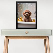 Quadro Divertido Para Banheiro - Poodle 33x24cm - com vidro