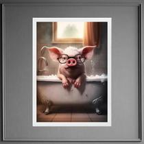 Quadro Divertido Para Banheiro - Porquinho 24X18Cm Quadro Divertido Para Banheiro - Porquinho 24X18Cm