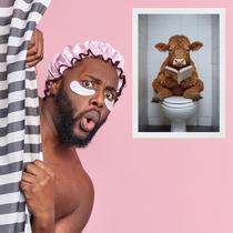 Quadro Divertido Para Banheiro - Vaquinha 45x34cm Quadro Divertido Para Banheiro - Vaquinha 45x34cm