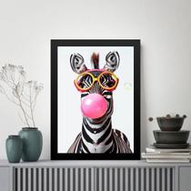 Quadro Divertido Zebra Bubble Gum 33X24Cm