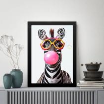 Quadro Divertido Zebra Bubble Gum 33x24cm