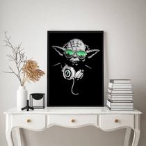 Quadro DJ Yoda - Óculos Verde 24x18cm - com vidro