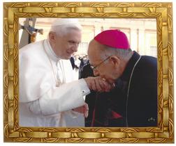 Quadro Do Dom Albano com Papa Bento, Mod.01,30x25cm. Angelus