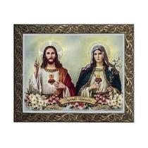 Quadro do Sagrado Coração de Jesus e Maria 2 com moldura