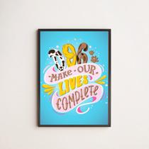 Quadro Dog Makes Our Lives Complete 45x34cm - com vidro