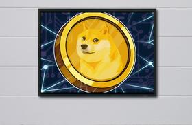 Quadro Dogecoin Criptomoeda com Moldura E Acetato Tamanho A3