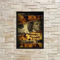 Quadro Dollar No Money, No Funny 45X34 Com Vidro Preta