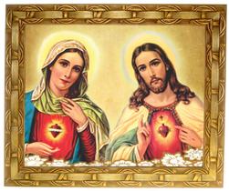 Quadro Dos Sagrados Corações, Mod. 02, Tam.30x25cm. Angelus Quadro Dos Sagrados Corações, Mod. 02, Tam.30x25cm. Angelus