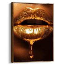 Quadro Dourado Beijo de Luxúria e Opulência Quadro Dourado Beijo de Luxúria e Opulência