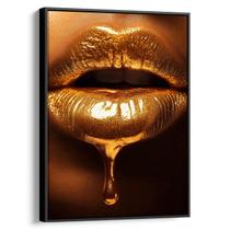 Quadro Dourado Beijo de Luxúria e Opulência Quadro Dourado Beijo de Luxúria e Opulência