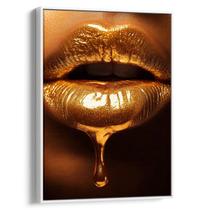 Quadro Dourado Beijo de Luxúria e Opulência Quadro Dourado Beijo de Luxúria e Opulência
