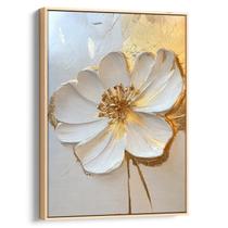 Quadro Dourado Florescer na Pura Elegância Branca