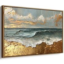 Quadro Dourado Horizonte Oceânico em Luz Serena