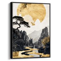 Quadro Dourado Reflexo do Sol sobre Montanhas