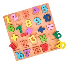 Quadro Educativo Madeira Pedagógico Encaixe Quebra Cabeça Soma Multiplicar Subtração USB