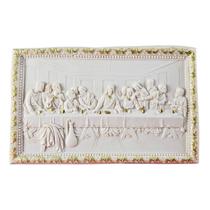 Quadro Efeito 3D Decorativo Representação Santa Ceia Católica Religiosa em Resina