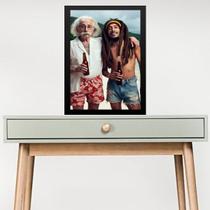 Quadro Einstein Com Bob Marley 24x18cm - com vidro