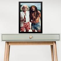Quadro Einstein Com Bob Marley 45x34cm - com vidro Quadro Einstein Com Bob Marley 45x34cm - com vidro