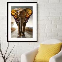 Quadro Elefante Borboleta - 60x48cm Quadro Elefante Borboleta - 60x48cm