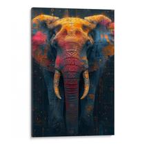 Quadro Elefante Cibernético Imerso em Cores e Luzes