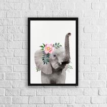 Quadro Elefante Flores 24X18Cm