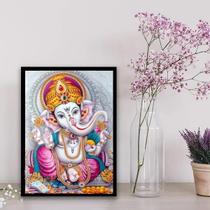 Quadro Elefante Ganesha Baby 45X34Cm - Com Vidro Preta