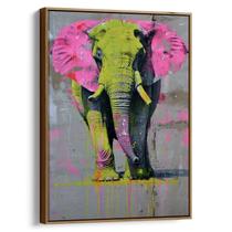 Quadro Elefante Luminoso em Cores Neon Vibrantes