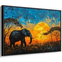 Quadro Elefante Sob o Sol do Crepúsculo Dourado