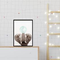 Quadro Elefantinho Chiclete Azul 24x18cm
