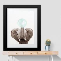 Quadro Elefantinho Chiclete Azul- 60x48cm
