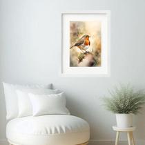 Quadro Elegante Aquarela Passarinho - 60X48Cm