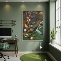 Quadro Elementos De Golfe 70x50cm Mold Branca