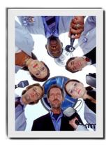 Quadro Elenco Serie Dr House Medicina Poster Moldura Branca