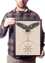 Quadro Elmo Do Terror Simbologia Nórdica Corvo Valhalla