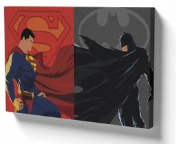 Quadro em Azulejo Parede ou Mesa 30x40 batman e superman desenho