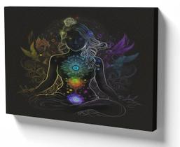 Quadro em Azulejo Parede ou Mesa 30x40 mulher meditar chakras yoga