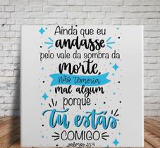 Quadro em Azulejo Tema Evangélico Ainda que eu Andasse