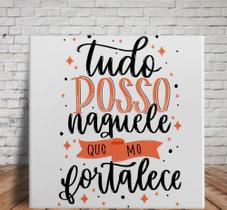 Quadro em Azulejo Tema Evangélico Tudo Posso