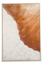 Quadro em canvas abstrato branco e caramelo 60 x 90 cm