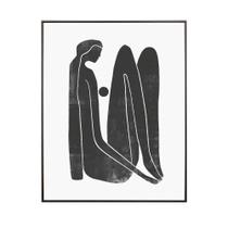 Quadro Em Canvas Desenho Preto Mulher Sentada 100X80Cm Quadro Em Canvas Desenho Preto Mulher Sentada 100X80Cm