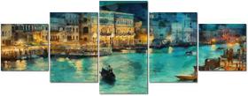 Quadro em Mosaico Veneza Artistico CrossArt Cidades 5Pçs 110x40cm