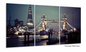 Quadro em Tecido Decorativo Cidade Londres Tower Bridge 3 peças 120x60 cm