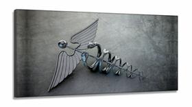 Quadro Em Tecido Medicina Contabilidade Caduceu Cinza em Tecido Canvas 130x60 Quadro Em Tecido Medicina Contabilidade Caduceu Cinza em Tecido Canvas 130x60