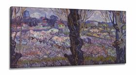 Quadro Em Tecido Van Gogh Vista Em Arles Pomar Em Flor em Tecido Canvas 130x60