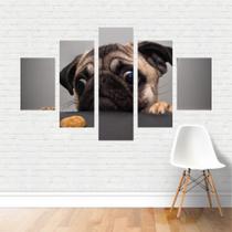 Quadro em tela Canvas Pug Cachorro Cão e Petisco 110x65