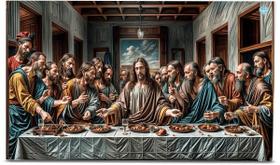 Quadro em Tela Canvas Santa Ceia Clássica Arte Religiosa em Estilo Realista Impressão Premium em Alta Definição