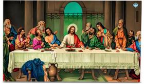 Quadro em Tela Canvas Santa Ceia Colorida Arte Religiosa com Cores Vivas e Impressão de Alta Qualidade